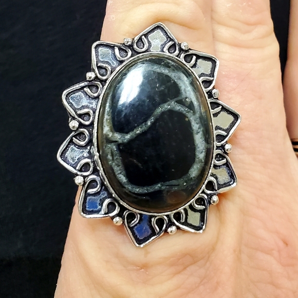 New Mud Crack Jasper Fossil 925 Silver Ring. - Picture 4 of 6